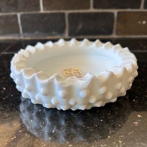 Vintage Fenton Milk Glass Hobnail Ashtry